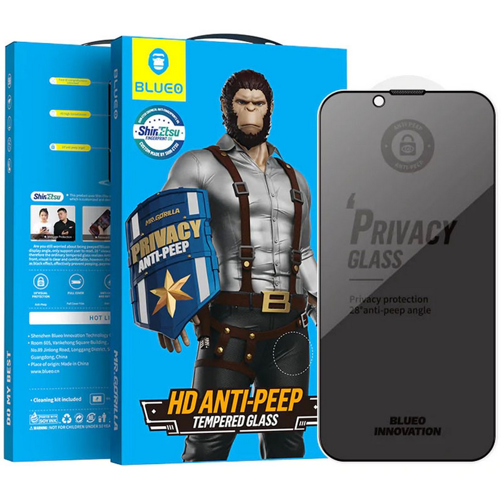 Захисне скло iPhone 14 Pro Max (Blueo) (Full cover anti peep)