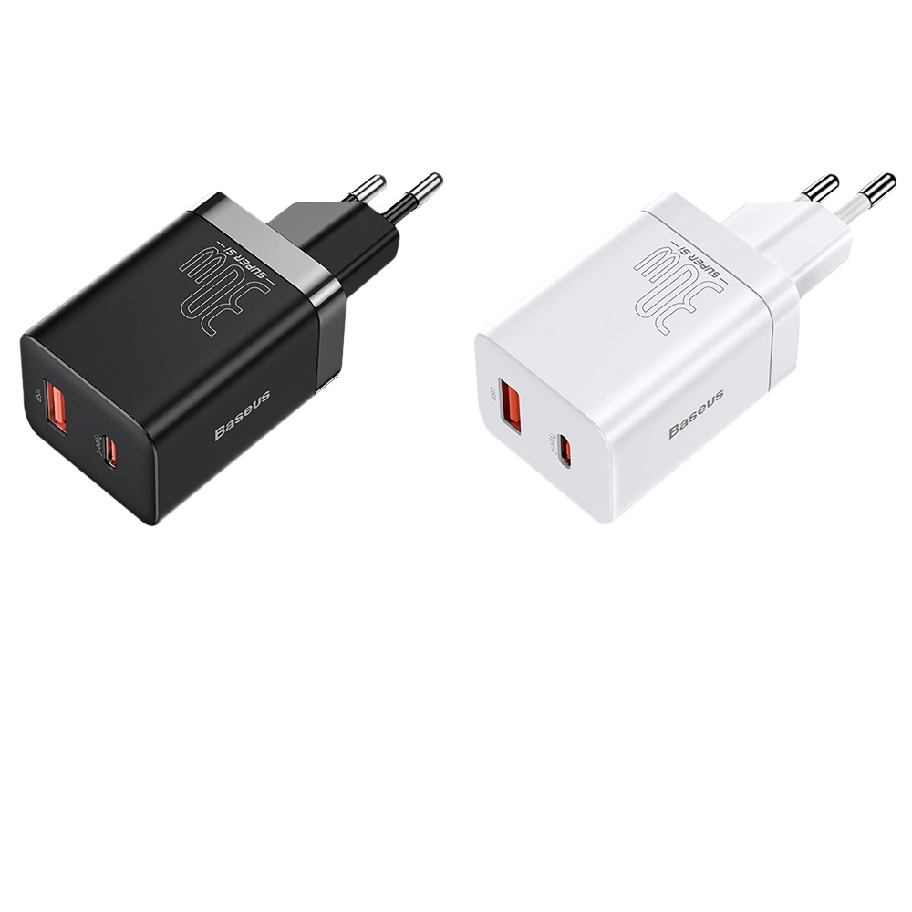 Мережевий ЗП Baseus Super Si Pro Quick charge 1Type-C, 1USB 30W