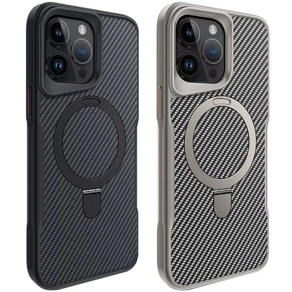 Чохол TPU+PC Metal Button with MagFit Carbon ring iPhone 15 Pro Max