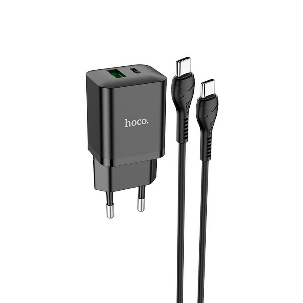 Мережевий ЗП Hoco N28 20W Type-C+USB, кабель Type-C to Type-C 