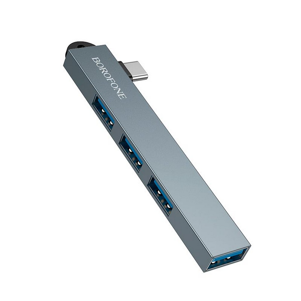 Переходник HUB Borofone FH1A  4-in-1 converter (Type-C to USB2.0*3+USB3.0) 5Gbps