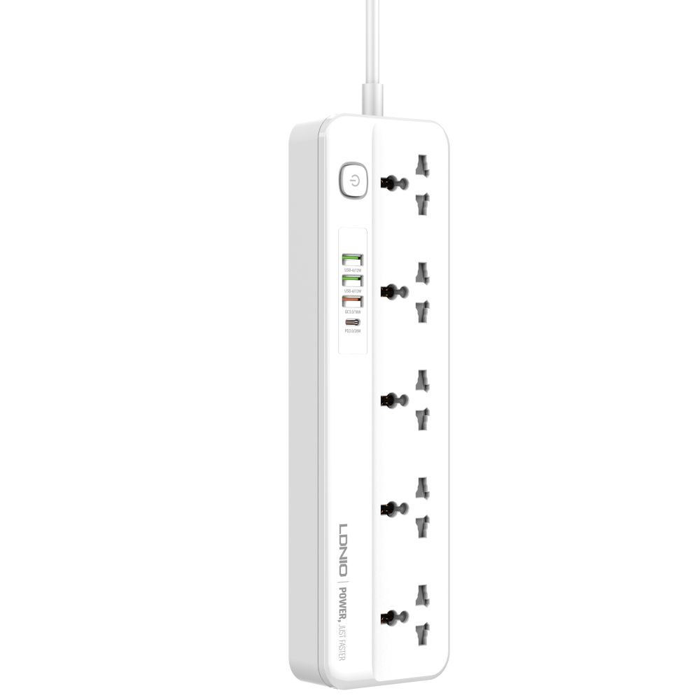 Сетевой удлиннитель LDNIO SE5415 (2500W, 2m, 1PD, 5 Socket,1QC 3.1A)