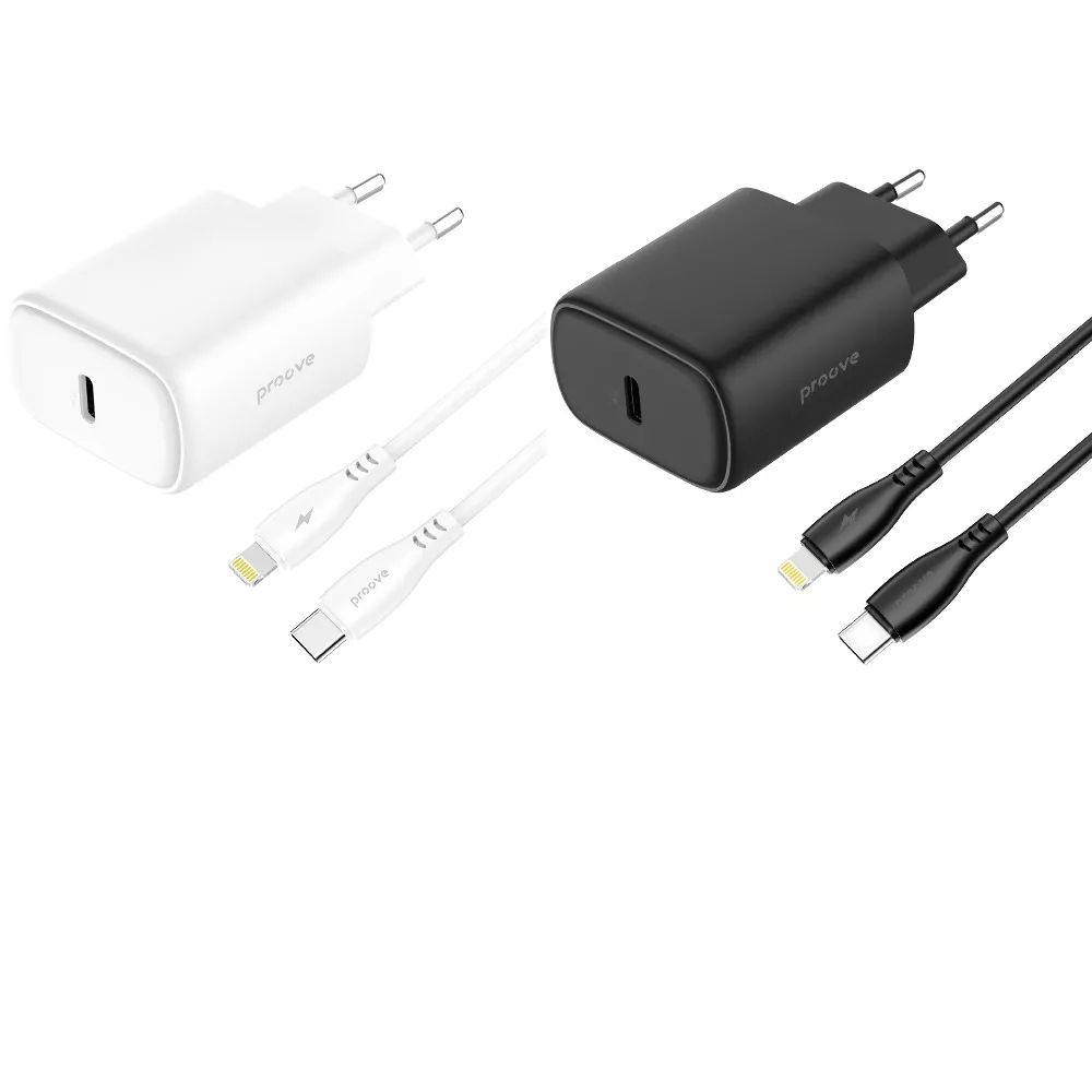 Сетевое ЗУ Proove Silicone Power 2 20W USB-C + Type-C to Lightning