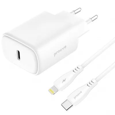 Сетевое ЗУ Proove Silicone Power 2 20W USB-C + Type-C to Lightning