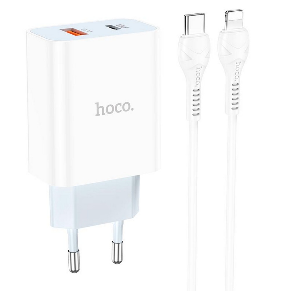 Сетевое ЗУ Hoco C97A 1USB, 1 Type-C, 20W/3A + Type-C to Lightning